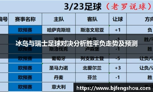 冰岛与瑞士足球对决分析胜平负走势及预测